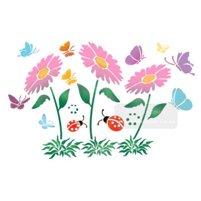 [스텐실도안] RJ-2512꽃괴나비의속삭임 (벽화스텐실)우리동네 벽화스텐실