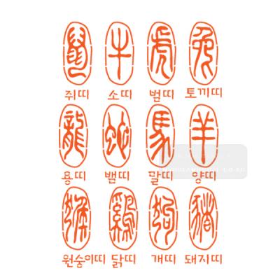 [스텐실도안]AJ-7021(12간지 12띠스텐실 12띠 한자 상형문자 도장무늬스텐실)